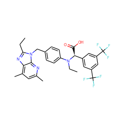 CCc1nc2c(C)cc(C)nc2n1Cc1ccc(N(CC)[C@@H](C(=O)O)c2cc(C(F)(F)F)cc(C(F)(F)F)c2)cc1 ZINC000027430038