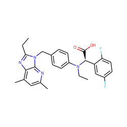 CCc1nc2c(C)cc(C)nc2n1Cc1ccc(N(CC)[C@@H](C(=O)O)c2cc(F)ccc2F)cc1 ZINC000013732555