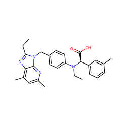 CCc1nc2c(C)cc(C)nc2n1Cc1ccc(N(CC)[C@@H](C(=O)O)c2cccc(C)c2)cc1 ZINC000013732550