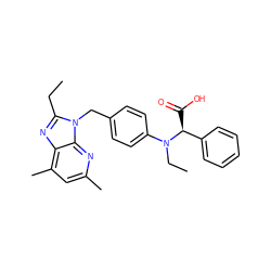 CCc1nc2c(C)cc(C)nc2n1Cc1ccc(N(CC)[C@@H](C(=O)O)c2ccccc2)cc1 ZINC000013732459