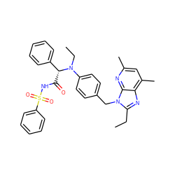 CCc1nc2c(C)cc(C)nc2n1Cc1ccc(N(CC)[C@H](C(=O)NS(=O)(=O)c2ccccc2)c2ccccc2)cc1 ZINC000001538138