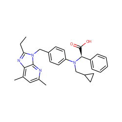 CCc1nc2c(C)cc(C)nc2n1Cc1ccc(N(CC2CC2)[C@@H](C(=O)O)c2ccccc2)cc1 ZINC000013732489