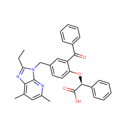 CCc1nc2c(C)cc(C)nc2n1Cc1ccc(O[C@H](C(=O)O)c2ccccc2)c(C(=O)c2ccccc2)c1 ZINC000036175907