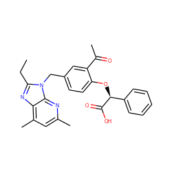 CCc1nc2c(C)cc(C)nc2n1Cc1ccc(O[C@H](C(=O)O)c2ccccc2)c(C(C)=O)c1 ZINC000036176005