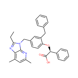 CCc1nc2c(C)cc(C)nc2n1Cc1ccc(O[C@H](C(=O)O)c2ccccc2)c(Cc2ccccc2)c1 ZINC000036175915