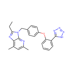 CCc1nc2c(C)cc(C)nc2n1Cc1ccc(Oc2ccccc2-c2nnn[nH]2)cc1 ZINC000026186108