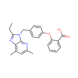 CCc1nc2c(C)cc(C)nc2n1Cc1ccc(Oc2ccccc2C(=O)O)cc1 ZINC000026255244