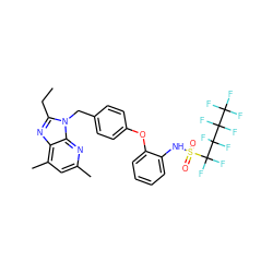 CCc1nc2c(C)cc(C)nc2n1Cc1ccc(Oc2ccccc2NS(=O)(=O)C(F)(F)C(F)(F)C(F)(F)C(F)(F)F)cc1 ZINC000049735204