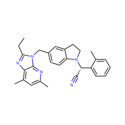 CCc1nc2c(C)cc(C)nc2n1Cc1ccc2c(c1)CCN2[C@@H](C#N)c1ccccc1C ZINC000013732424