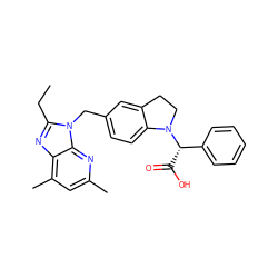 CCc1nc2c(C)cc(C)nc2n1Cc1ccc2c(c1)CCN2[C@@H](C(=O)O)c1ccccc1 ZINC000013732412