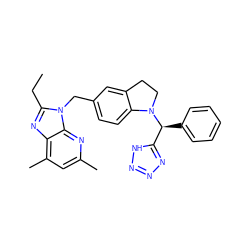 CCc1nc2c(C)cc(C)nc2n1Cc1ccc2c(c1)CCN2[C@@H](c1ccccc1)c1nnn[nH]1 ZINC000013732442