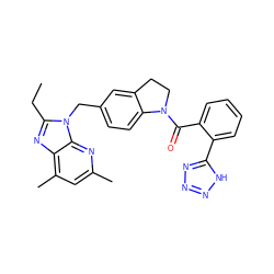 CCc1nc2c(C)cc(C)nc2n1Cc1ccc2c(c1)CCN2C(=O)c1ccccc1-c1nnn[nH]1 ZINC000013732404