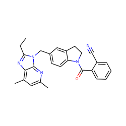 CCc1nc2c(C)cc(C)nc2n1Cc1ccc2c(c1)CCN2C(=O)c1ccccc1C#N ZINC000013732401