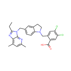 CCc1nc2c(C)cc(C)nc2n1Cc1ccc2c(c1)CCN2Cc1cc(Cl)c(Cl)cc1C(=O)O ZINC000027425871