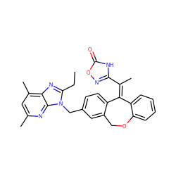 CCc1nc2c(C)cc(C)nc2n1Cc1ccc2c(c1)COc1ccccc1/C2=C(\C)c1noc(=O)[nH]1 ZINC000141547906