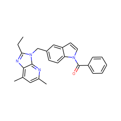 CCc1nc2c(C)cc(C)nc2n1Cc1ccc2c(ccn2C(=O)c2ccccc2)c1 ZINC000013732364