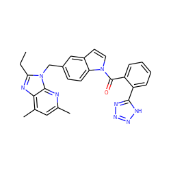 CCc1nc2c(C)cc(C)nc2n1Cc1ccc2c(ccn2C(=O)c2ccccc2-c2nnn[nH]2)c1 ZINC000003783775