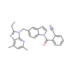 CCc1nc2c(C)cc(C)nc2n1Cc1ccc2c(ccn2C(=O)c2ccccc2C#N)c1 ZINC000013732373