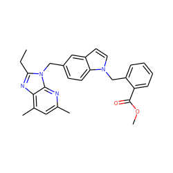 CCc1nc2c(C)cc(C)nc2n1Cc1ccc2c(ccn2Cc2ccccc2C(=O)OC)c1 ZINC000013732381