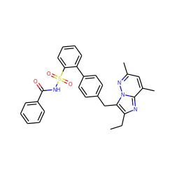 CCc1nc2c(C)cc(C)nn2c1Cc1ccc(-c2ccccc2S(=O)(=O)NC(=O)c2ccccc2)cc1 ZINC000026279399