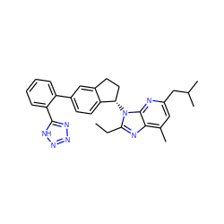 CCc1nc2c(C)cc(CC(C)C)nc2n1[C@H]1CCc2cc(-c3ccccc3-c3nnn[nH]3)ccc21 ZINC000072109151