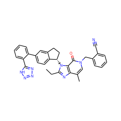 CCc1nc2c(C)cn(Cc3ccccc3C#N)c(=O)c2n1[C@H]1CCc2cc(-c3ccccc3-c3nnn[nH]3)ccc21 ZINC000095582228