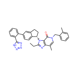 CCc1nc2c(C)cn(Cc3ccccc3C)c(=O)c2n1[C@H]1CCc2cc(-c3ccccc3-c3nnn[nH]3)ccc21 ZINC000095581889