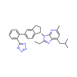 CCc1nc2c(CC(C)C)cc(C)nc2n1[C@H]1CCc2cc(-c3ccccc3-c3nnn[nH]3)ccc21 ZINC000072107962