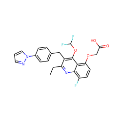 CCc1nc2c(F)ccc(OCC(=O)O)c2c(OC(F)F)c1Cc1ccc(-n2cccn2)cc1 ZINC000095575864