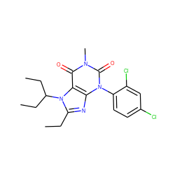 CCc1nc2c(c(=O)n(C)c(=O)n2-c2ccc(Cl)cc2Cl)n1C(CC)CC ZINC000013582775