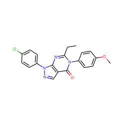 CCc1nc2c(cnn2-c2ccc(Cl)cc2)c(=O)n1-c1ccc(OC)cc1 ZINC000004034640