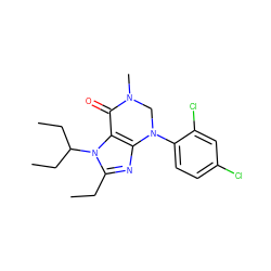 CCc1nc2c(n1C(CC)CC)C(=O)N(C)CN2c1ccc(Cl)cc1Cl ZINC000001491974