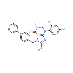 CCc1nc2c(n1Cc1ccc(-c3ccccc3)cc1)C(=O)N(C)CN2c1ccc(Cl)cc1Cl ZINC000013582826