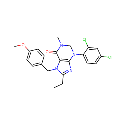 CCc1nc2c(n1Cc1ccc(OC)cc1)C(=O)N(C)CN2c1ccc(Cl)cc1Cl ZINC000013582821