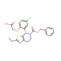 CCc1nc2c(s1)[C@H](c1cc(Cl)ccc1OCC(=O)O)N(C(=O)OCc1ccccc1)CC2 ZINC000206884432