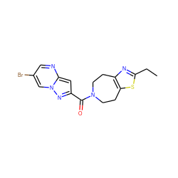 CCc1nc2c(s1)CCN(C(=O)c1cc3ncc(Br)cn3n1)CC2 ZINC000150279784