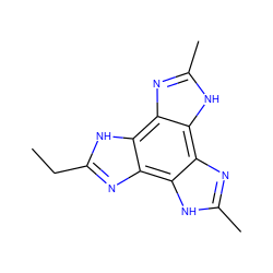 CCc1nc2c3[nH]c(C)nc3c3[nH]c(C)nc3c2[nH]1 ZINC000013678095