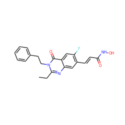 CCc1nc2cc(/C=C/C(=O)NO)c(F)cc2c(=O)n1CCc1ccccc1 ZINC000096934297