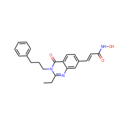 CCc1nc2cc(/C=C/C(=O)NO)ccc2c(=O)n1CCCc1ccccc1 ZINC000096934292