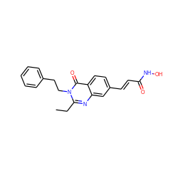 CCc1nc2cc(/C=C/C(=O)NO)ccc2c(=O)n1CCc1ccccc1 ZINC000096934291