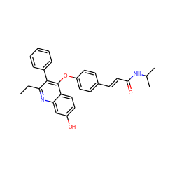 CCc1nc2cc(O)ccc2c(Oc2ccc(/C=C/C(=O)NC(C)C)cc2)c1-c1ccccc1 ZINC000013641229