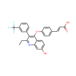 CCc1nc2cc(O)ccc2c(Oc2ccc(/C=C/C(=O)O)cc2)c1-c1cccc(C(F)(F)F)c1 ZINC000102242741