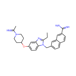 CCc1nc2cc(OC3CCN(C(C)=N)CC3)ccc2n1Cc1ccc2ccc(C(=N)N)cc2c1 ZINC000013441129