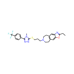 CCc1nc2cc3c(cc2o1)CCN(CCCSc1nnc(-c2ccc(C(F)(F)F)cc2)n1C)CC3 ZINC000029127230