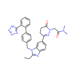 CCc1nc2ccc(C3=NN(CC(=O)N(C)C)C(=O)CC3)cc2n1Cc1ccc(-c2ccccc2-c2nnn[nH]2)cc1 ZINC000028755043