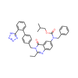 CCc1nc2ccc(N(Cc3ccccc3)C(=O)OCC(C)C)cc2c(=O)n1Cc1ccc(-c2ccccc2-c2nnn[nH]2)cc1 ZINC000029238784