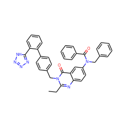 CCc1nc2ccc(N(Cc3ccccc3)C(=O)c3ccccc3)cc2c(=O)n1Cc1ccc(-c2ccccc2-c2nnn[nH]2)cc1 ZINC000029250134