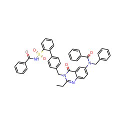 CCc1nc2ccc(N(Cc3ccccc3)C(=O)c3ccccc3)cc2c(=O)n1Cc1ccc(-c2ccccc2S(=O)(=O)NC(=O)c2ccccc2)cc1 ZINC000027990469