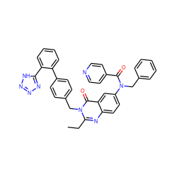 CCc1nc2ccc(N(Cc3ccccc3)C(=O)c3ccncc3)cc2c(=O)n1Cc1ccc(-c2ccccc2-c2nnn[nH]2)cc1 ZINC000029250052