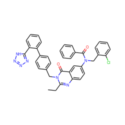 CCc1nc2ccc(N(Cc3ccccc3Cl)C(=O)c3ccccc3)cc2c(=O)n1Cc1ccc(-c2ccccc2-c2nnn[nH]2)cc1 ZINC000029247485